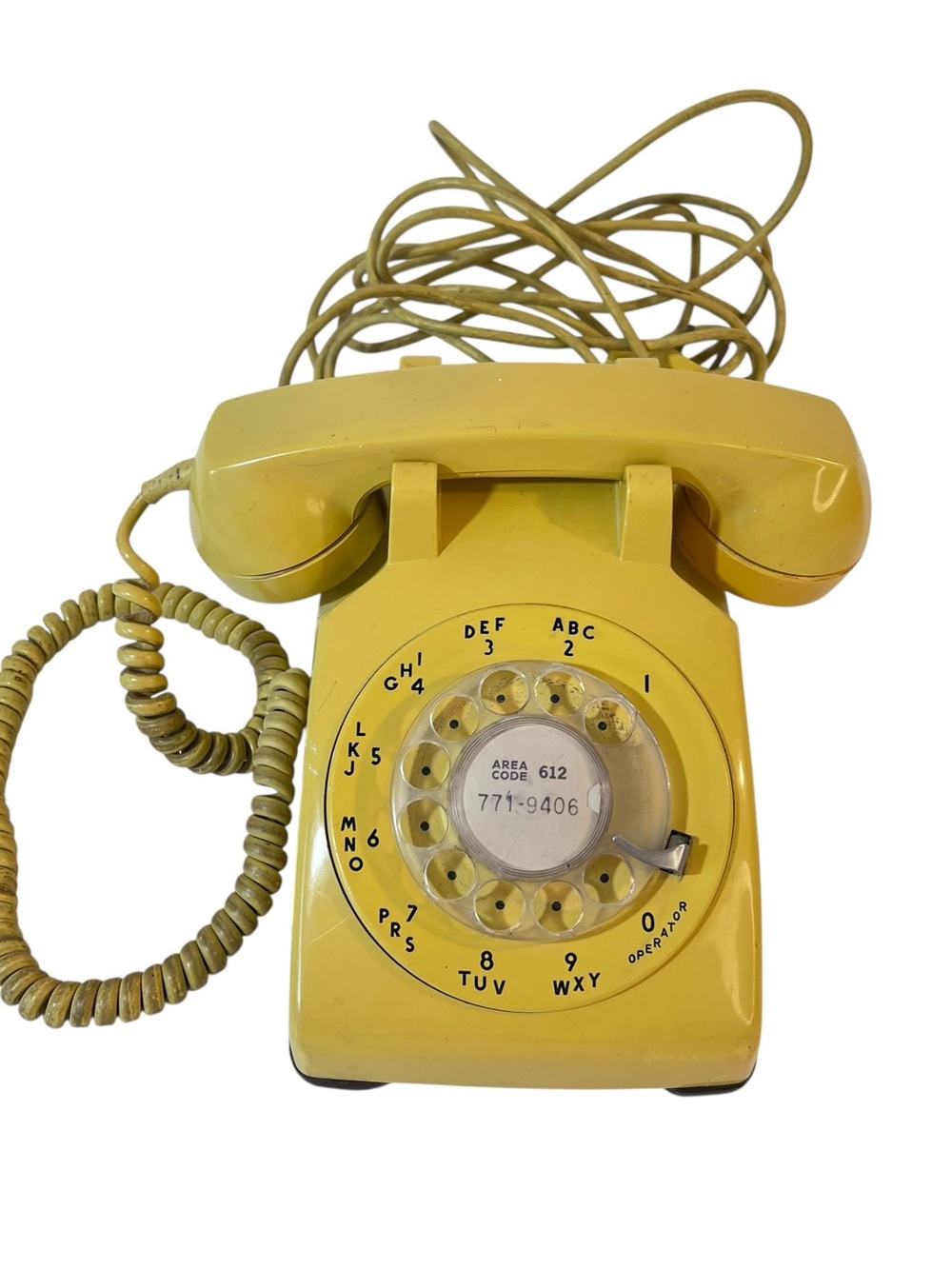 Vintage Western Electric 500 Yellow Rotary Dial Telephone